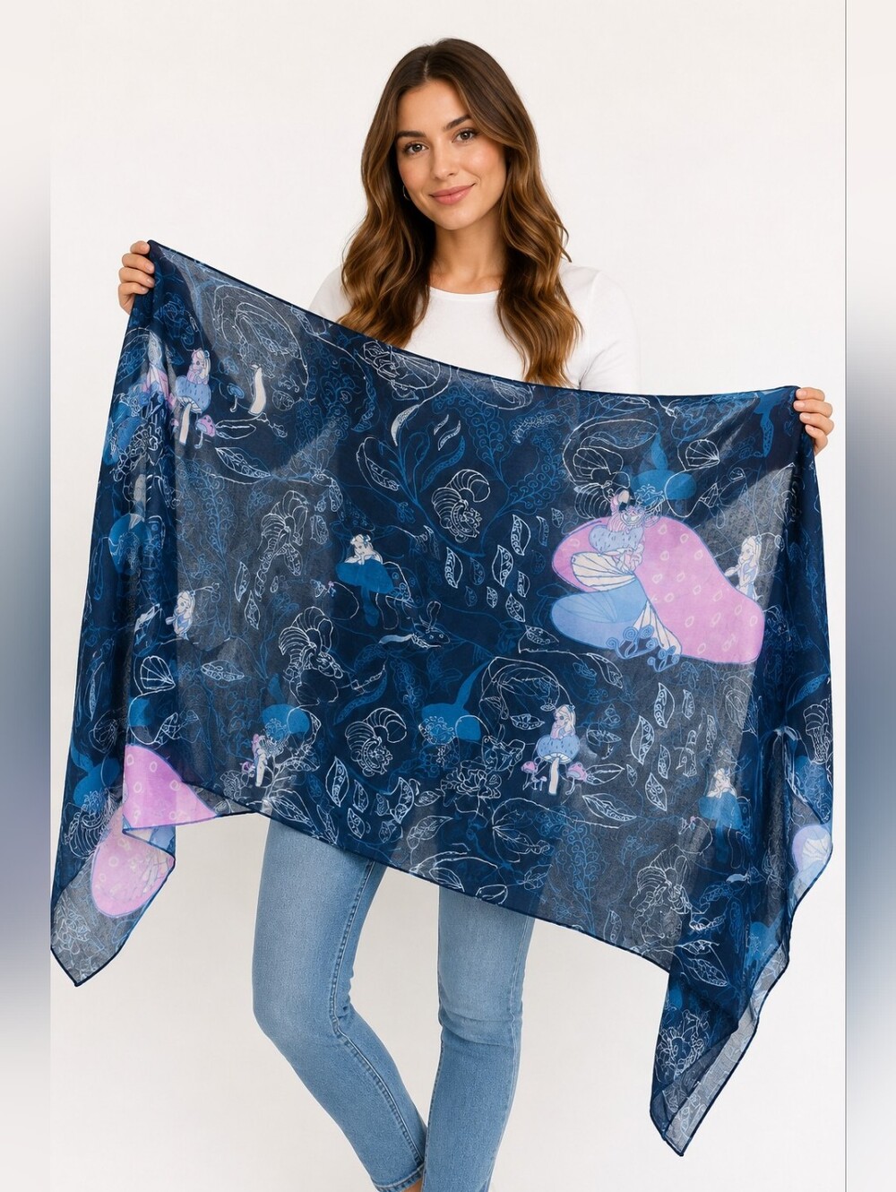 Disney Loungefly Alice In Wonderland Cheshire Cat Oversized Scarf Wrap Rare